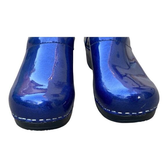 Sanita Professional Clogs Blue Marbled Patent Leather Nurse Shoe SZ 4 EU 35 - Picture 10 of 14